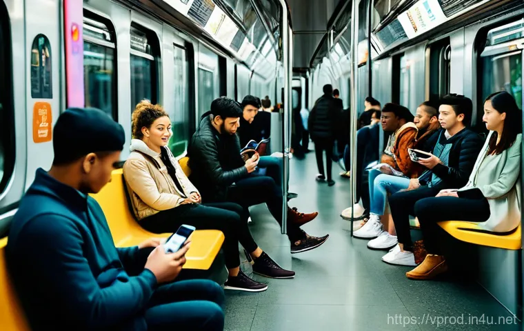 영상제작 전문가가 되기 위한 학습 로드맵 - A diverse group of people, including young adults and middle-aged individuals, engrossed in watching...